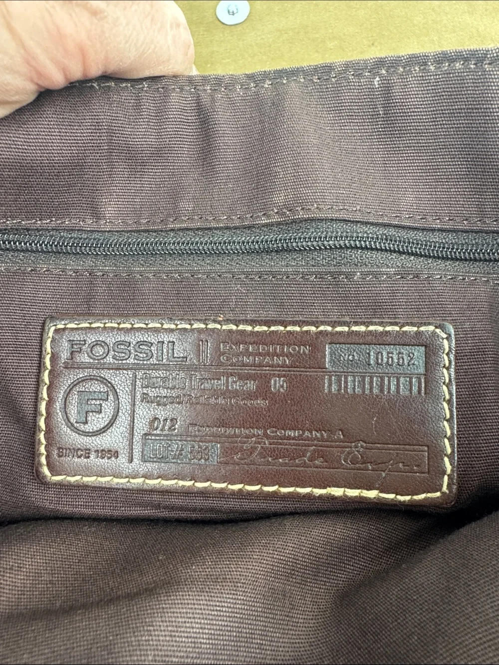 Vintage Fossil Tan Canvas Messenger crossbody Bag Brown Leather Trim Pockets